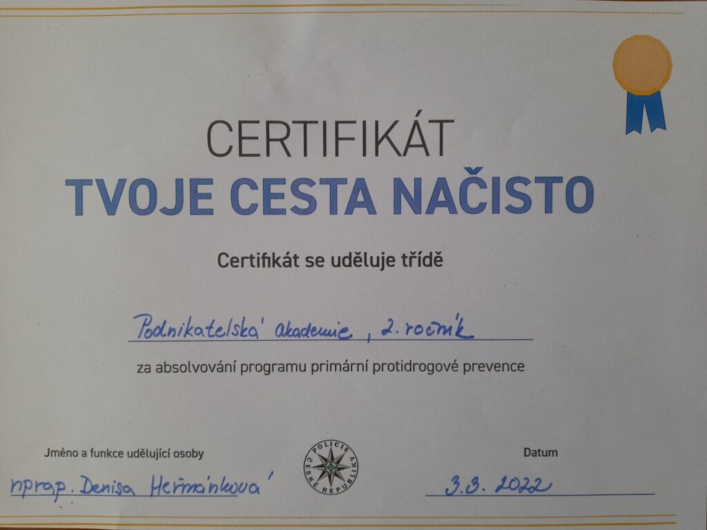 Preventivní program Tvoje cesta načisto