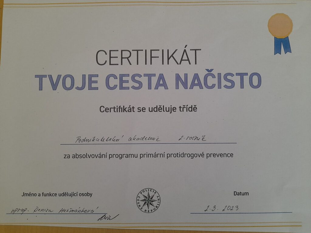 Preventivní program Tvoje cesta načisto
